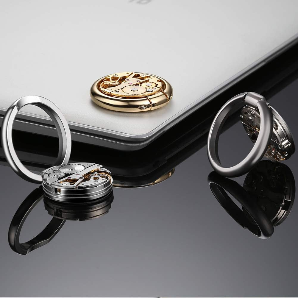 Mechanical Phone Ring Holder,Phone Holder Grip Ring Stand,Adjustable Kickstand,Finger Ring Stand 360°Rotation Metal Phone Ring Grip Kickstand Compatible with All Smartphone (Gold) F&M Four Monsters