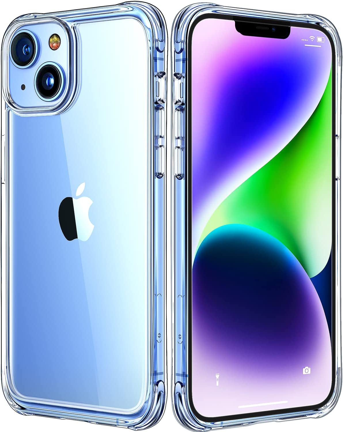 Mkeke for Iphone 14 Case Clear, for Iphone 13 Case Clear, Upgraded Sturdy Phone Case with Protective Bumpers for Iphone 14/13, Gradient Purple-Pink Shenzhen Make Technology Company Limited Clear