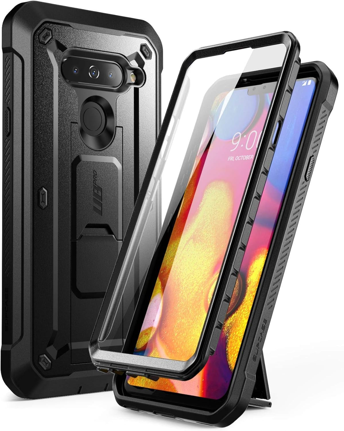 LG V40 Thinq Unicorn Beetle Pro Rugged Holster Case with Screen Protector-Blue SUPCASE Black
