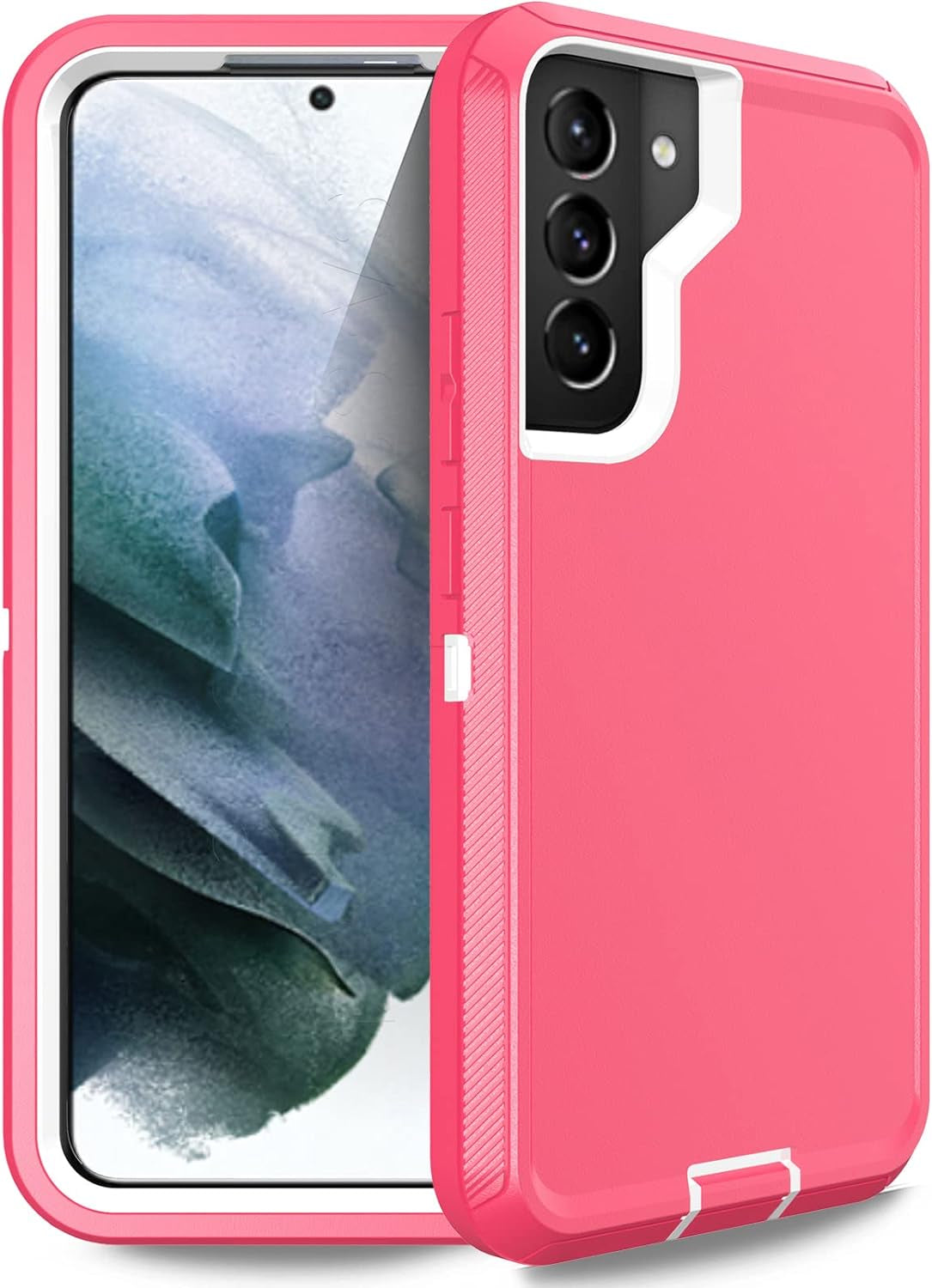 Anloes Defender Case for Samsung Galaxy S22 5G, Galaxy S22 5G Phone Case Heavy Duty Shockproof Dustproof 3 in 1 Rugged Protective Bumper Cover for S22 5G Black(Without Built-In Screen Protector) Anloes Pink