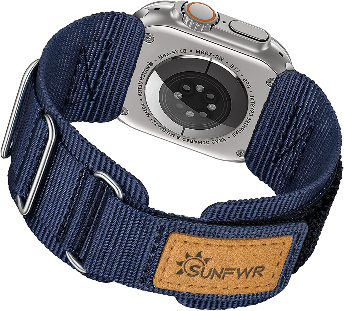 SUNFWR Compatible with Apple Watch Band 42Mm 44Mm 45Mm 49Mm 38Mm 40Mm 41Mm, Rugged Replacement Velcro Strap with Three Buckle Loop Design Tough Nylon Band for Iwatch Ultra Series 8/7/6/5/4/3/2/1/SE SUNFWR Blue 38mm 40mm 41mm