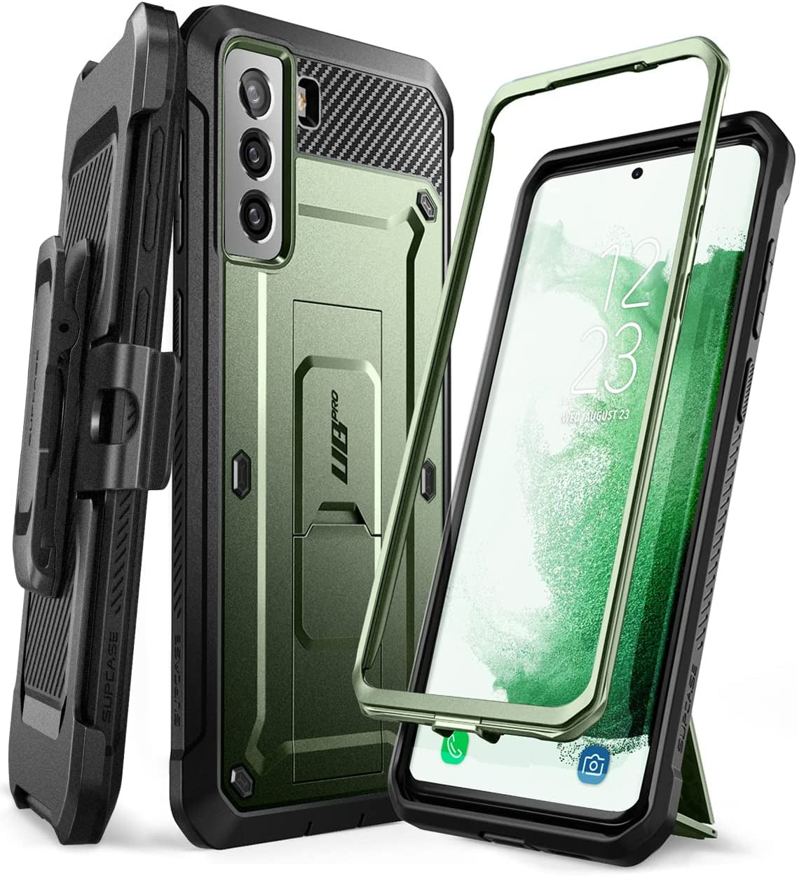 Supcase Unicorn Beetle Pro Series Case for Samsung Galaxy S22 5G (2022 Release), Full-Body Dual Layer Rugged Belt-Clip & Kickstand Case without Built-In Screen Protector (Black) SUPCASE Green