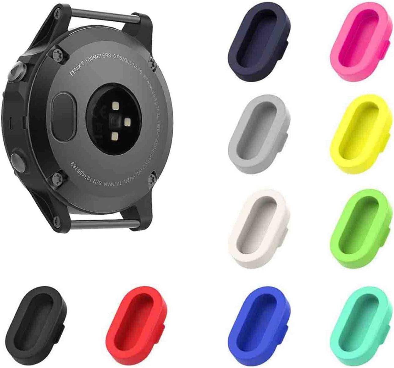 KELIFANG Dust Plug 10 Pack Garmin Fenix 7/7S/7X Solar/5/5S/5X/6/6S/6X/6 Pro/6S Pro/6X Pro, Silicone anti Dust Cap Charger Port Protector Forerunner 935, Vivoactive 3/4/4S, Venu 2, Instinct 2, Black KELIFANG Multi Colors