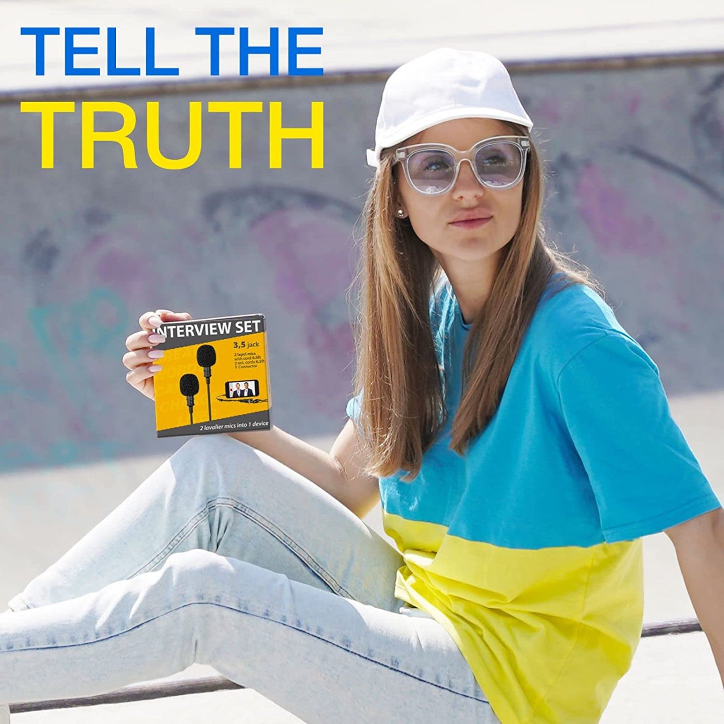 Powerdewise Professional Grade 2 Lavalier Clip-On Microphones Set for Dual Interview - Double Lav Lapel Microphone - Use for Iphone Phone Camera - Blogging Video Recording Noise Cancelling 3.5Mm Mic PowerDeWise