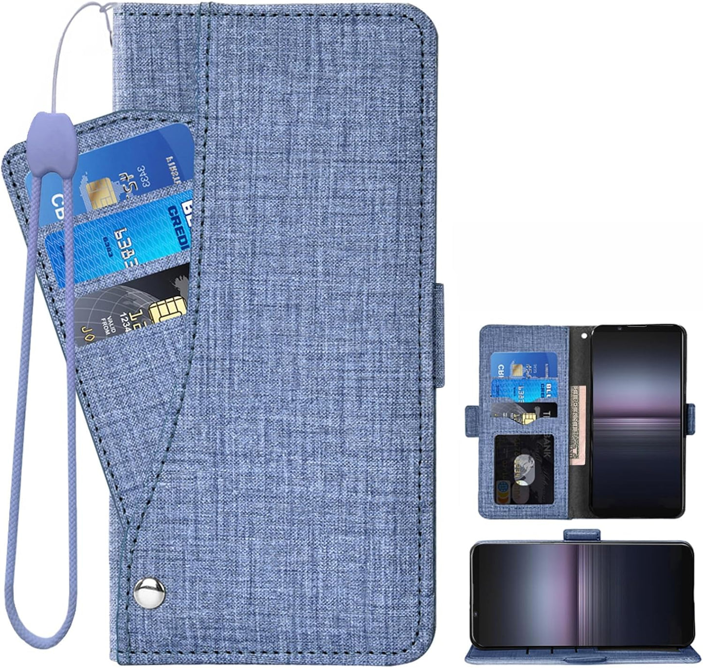 Asuwish Phone Case for Sony Xperia 1 II 2 / Experia 1II 5G Wallet Cover with Tempered Glass Screen Protector Flip Credit Card Holder Slot Stand Cell Experia1Ii XQ-AT52 XQ-AT51 XQ-AT42 Women Men Pink Asuwish Blue For Sony Xperia 1 Ii