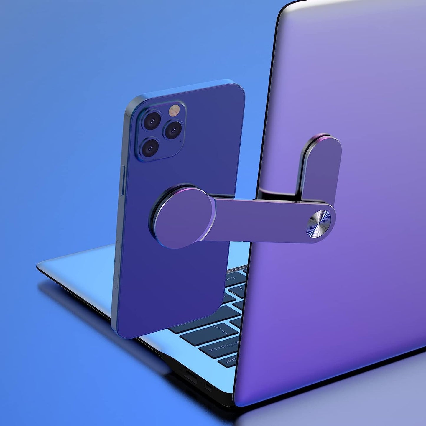 Zyyini Magnetic Laptop Phone Holder for Smartphones, Portable Adjustable Laptop Stand, Aluminum Alloy Magnetic Phone Monitor Mount for Tablet Computers Zyyini