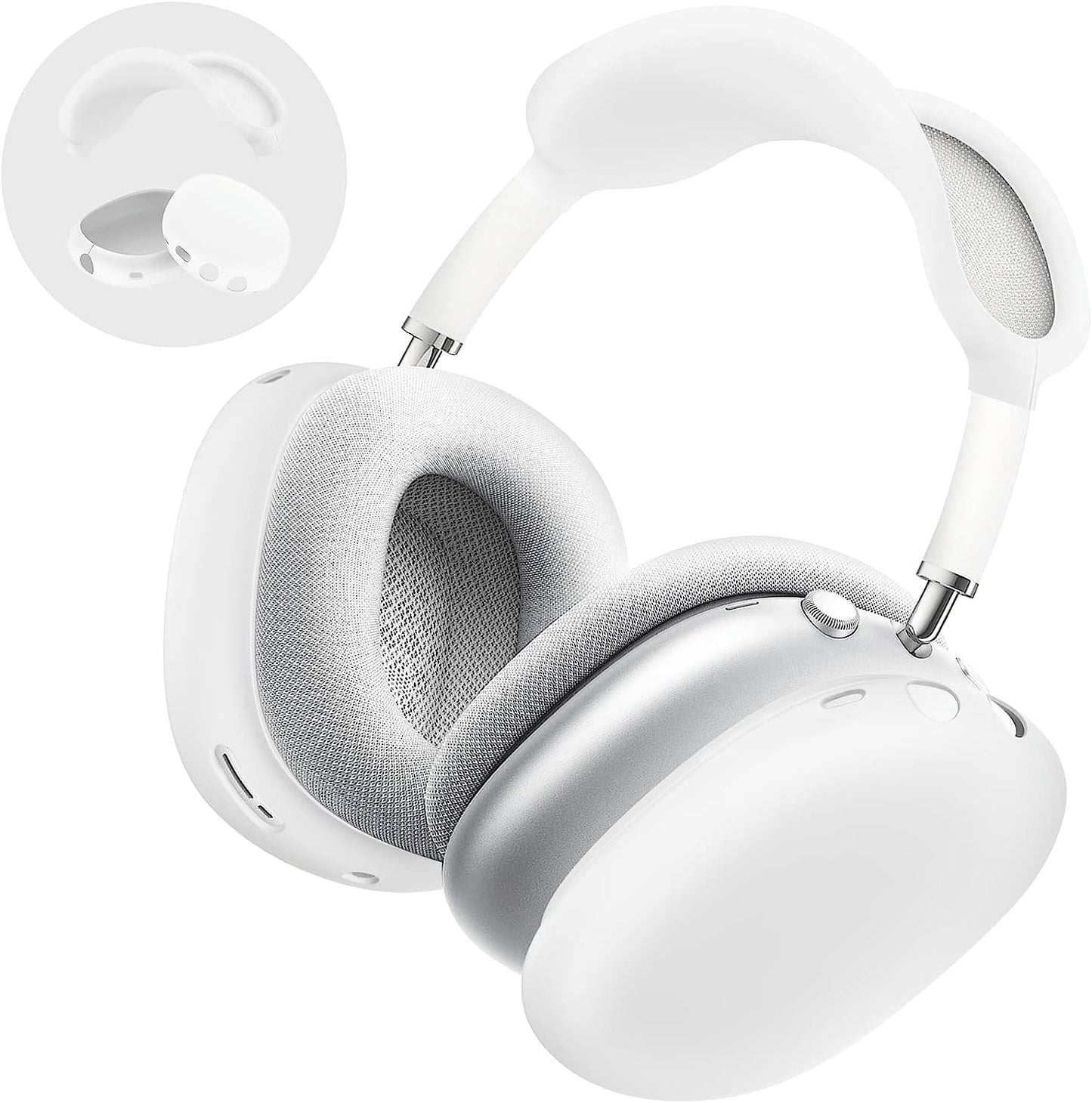 Vsagier Silicone Case for Airpods Max Headphones, Scratch-Resistant Earcup Caps and Headband Cover for Airpods Max, Airpods Max Accessory Skin Case,(Light Pink) Vsagier M-White