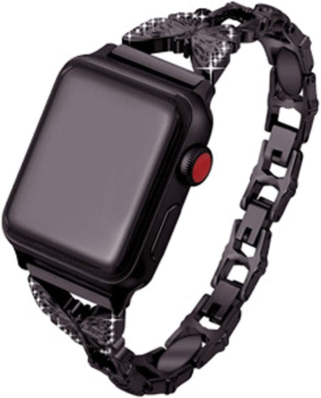 Elegent Stylish Bands Compatible with Apple Watch 42Mm 44Mm 45Mm Chic Butterfly Diamond Rhinestone Stainless Steel Metal Wristband Strap for Iwatch SE & Series 7/ 6/5/4/3/2/1 (Dream Blue) Hi-Yoohere Black 38mm/40mm/41mm