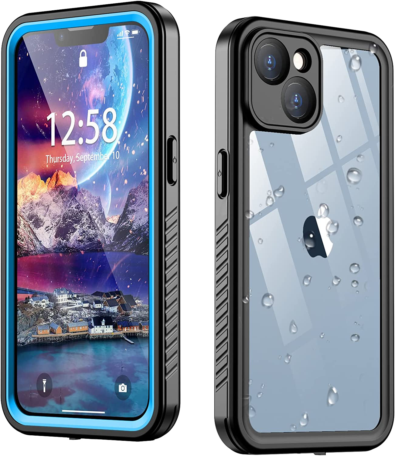 AMILIFECASES Clear Iphone 14 plus Case,With Screen Protector,Waterproof Iphone 14 plus Protective Case for Men Women,Apple Iphone 14 plus Phone Case Heavy Duty Shock Proof AMILIFECASES Blue Iphone 14 Plus