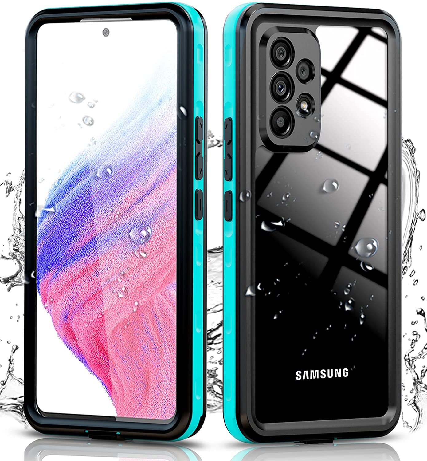 Hllhunkhe for Samsung Galaxy A53 5G Waterproof Case with Built-In Screen Protector - Rugged Full Body Underwater Dustproof Shockproof Drop Proof Protective Cover for Samsung Galaxy A53 5G (Black) Hllhunkhe Teal