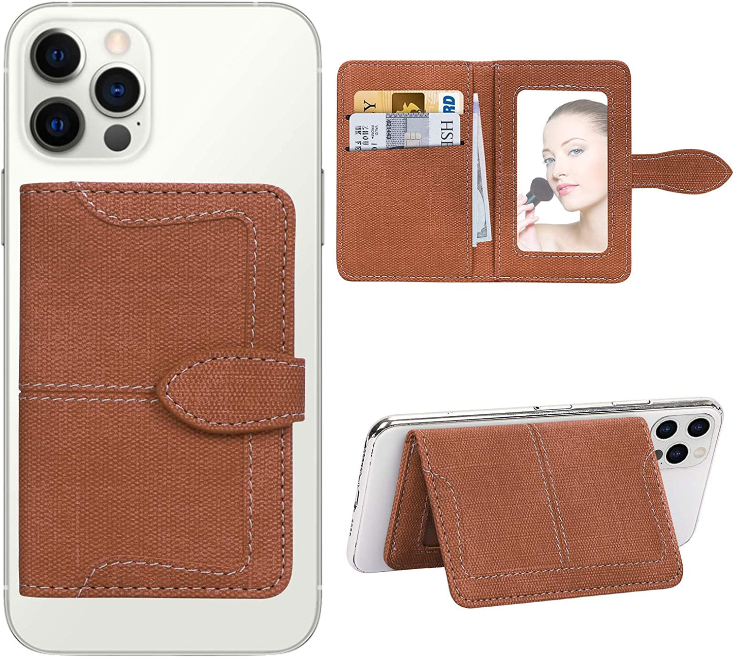 FYY Card Holder for Back of Phone, Stick on Wallet Magsafe Upgrade Strong Magnetic Stand Phone Sleeve, Detachable Phone Card Holder Compatible with Iphone 12/13/14 Pro|Pro MAX, Max 2 Cards, Black GUANGZHOU WENYI COMMUNICATION EQIPMENT CO.,LTD A-Brown
