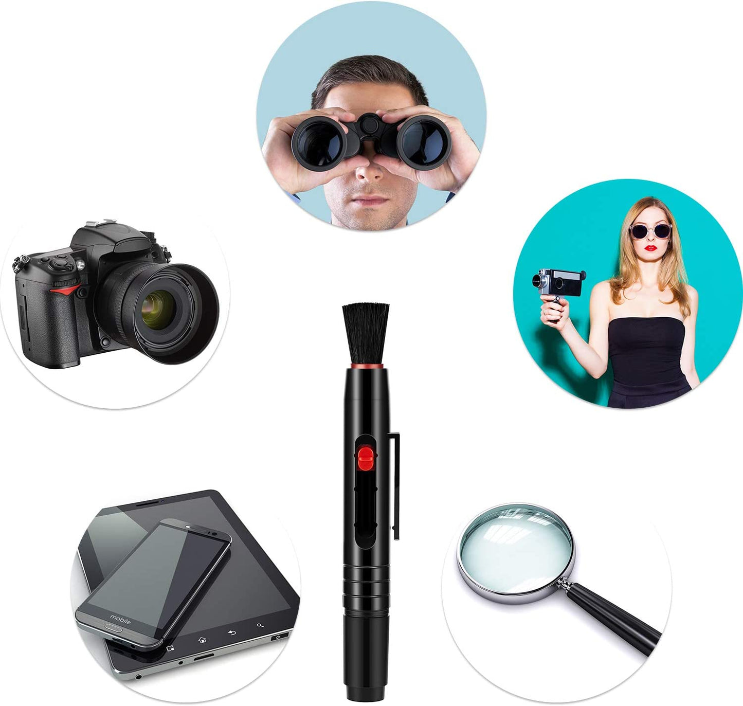 3 Pieces Multifunction Lens Cleaning Pen Brush, Lens Brush Camera Screen Cleaning Pen for Camera, SLR, Telescope, Magnifying Glass, Phone Frienda