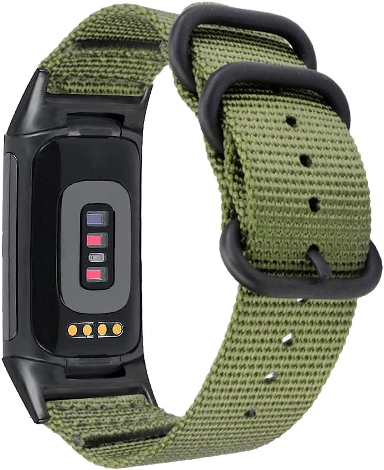 Abanen Nylon Bands for Fitbit Charge 5, Woven Nylon Quick Dry Band Wrist Strap with Stainless Steel Ring Clasp Adjustable Compatible with Fitbit Charge 5 for Men and Women Abanen Green