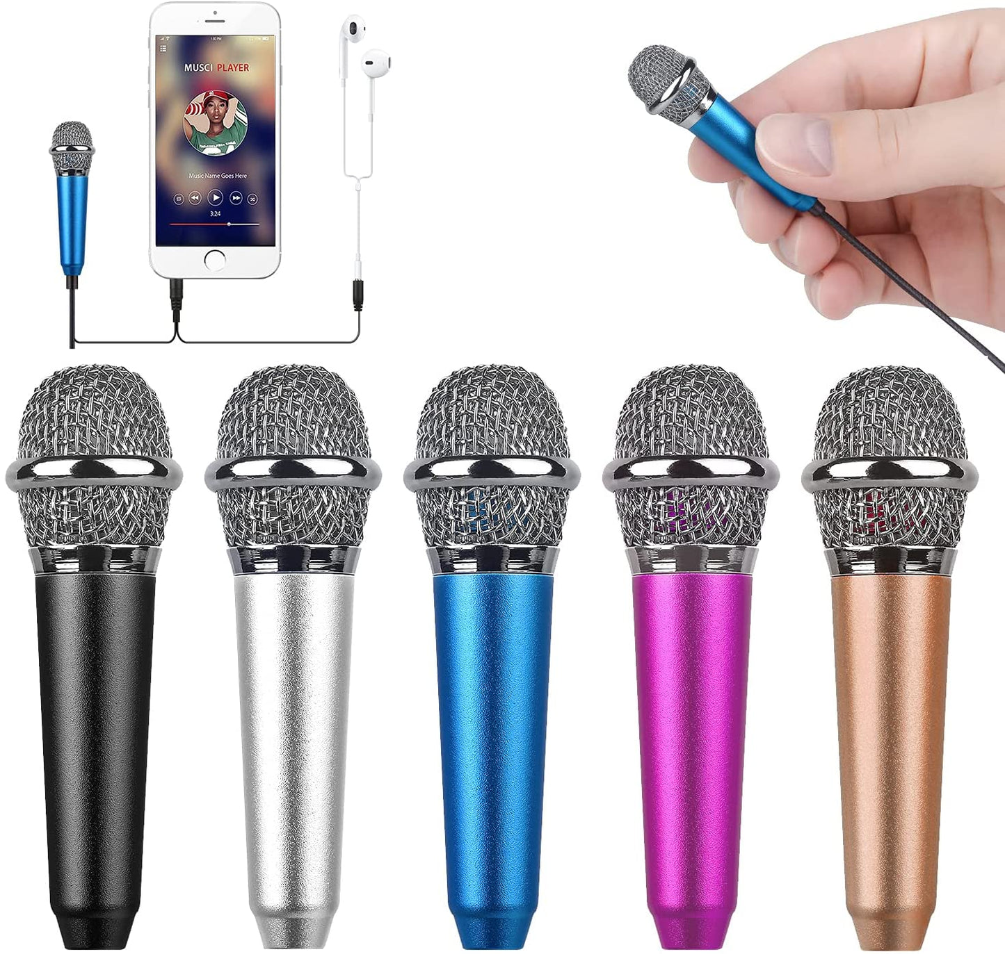 Uniwit Mini Portable Vocal/Instrument Microphone for Mobile Phone Laptop Notebook Apple Iphone Sumsung Android with Holder Clip - Silver Uniwit Blue