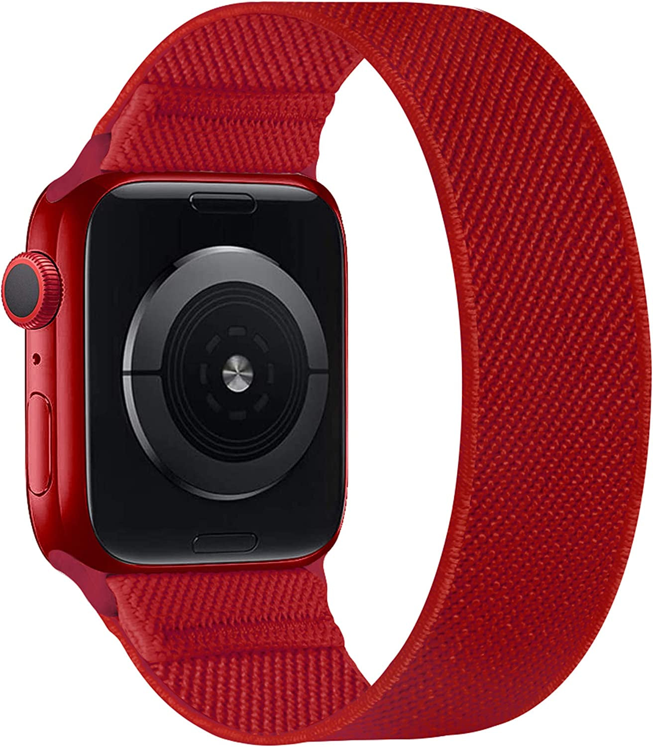 ENJINER Stretchy Nylon Solo Loop Bands Compatible with Apple Watch 38Mm 40Mm 41Mm 42Mm 44Mm 45Mm 49Mm Ultra Iwatch Series 8 7 SE 6 5 4 3 2 1 Strap, Sport Elastic Braided Women Men No Buckles Clasps Replacement Wristband ENJINER Red 38/40/41mm S(wrists 5.43"-6.18"/138-157mm)