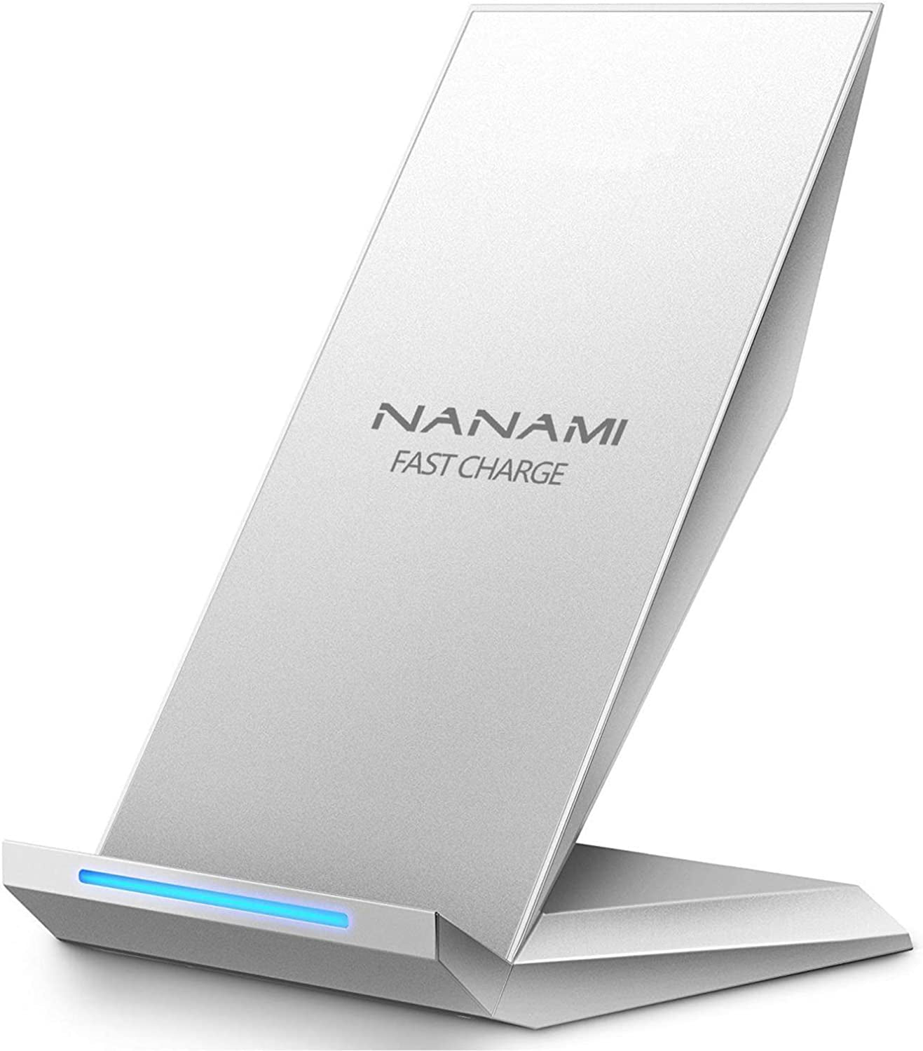 Fast Wireless Charger,Nanami Qi Certified Wireless Charging Stand Compatible Iphone 14/13/12/SE 2020/11/XS Max/Xr/X/8 Plus,Samsung Galaxy S23/S22/S21/S20/S10/S9/Note 20 Ultra/10 and Qi-Enabled Phone NANAMI Elegant Silver