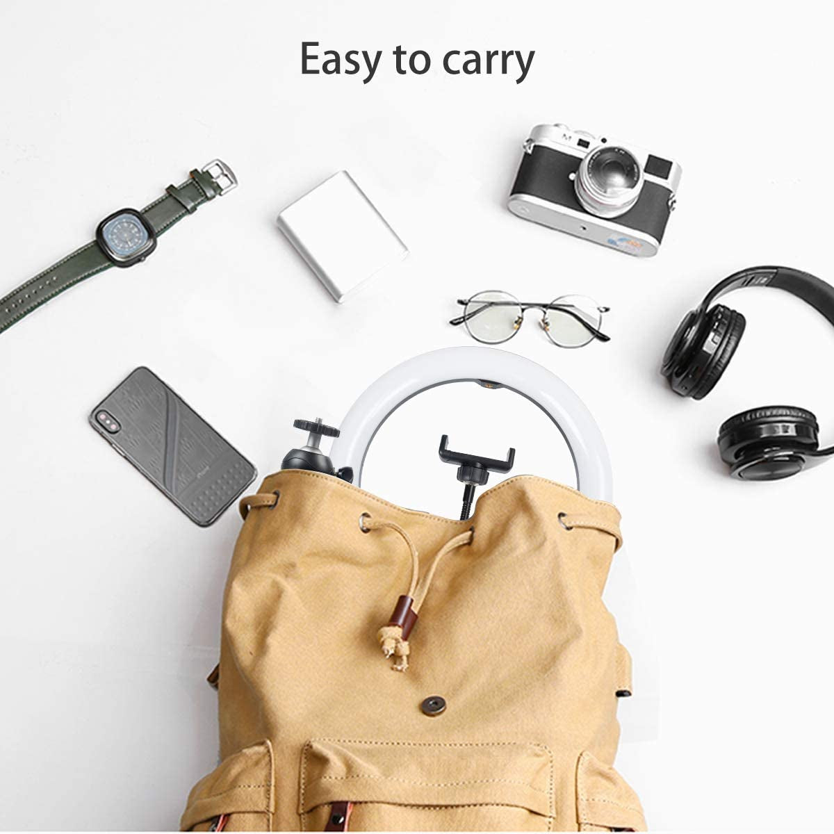 10" Selfie Ring Light with Tripod Stand & Cell Phone Holder, Dimmable Desktop LED Circle Light for Youtube Video/Live Stream/Makeup/Photography for Iphone Android Wellwerks