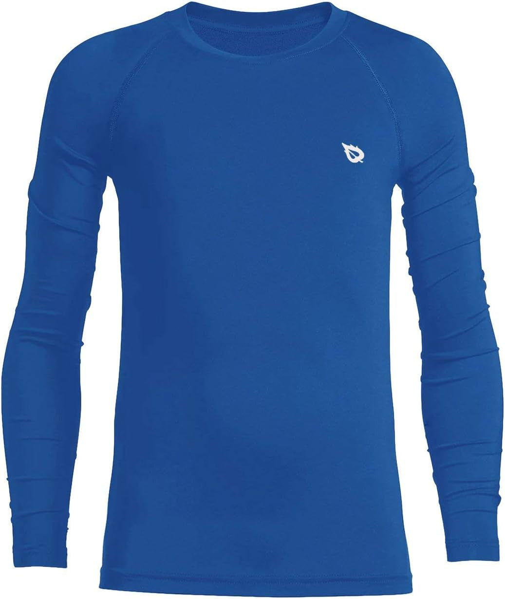 BALEAF Boys Thermal Compression Shirts Youth Long Sleeve Fleece Base Layer Soccer Football Cold Gear BALEAF Royal Blue Crew Neck X-Large