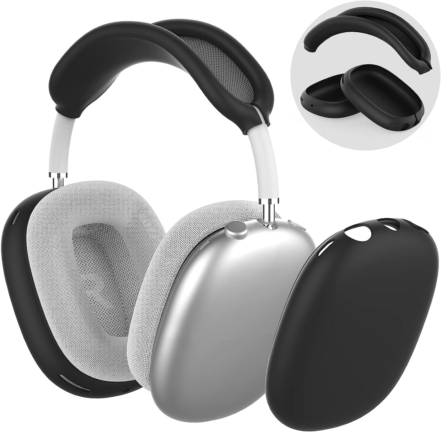 NIUTRENDZ Silicone Case Cover for Airpods Max with Headband Protective Ear Cups Covers Accessories【Anti-Fingerprint, Anti-Scratch & Anti-Dust】 (White) NIUTRENDZ Black
