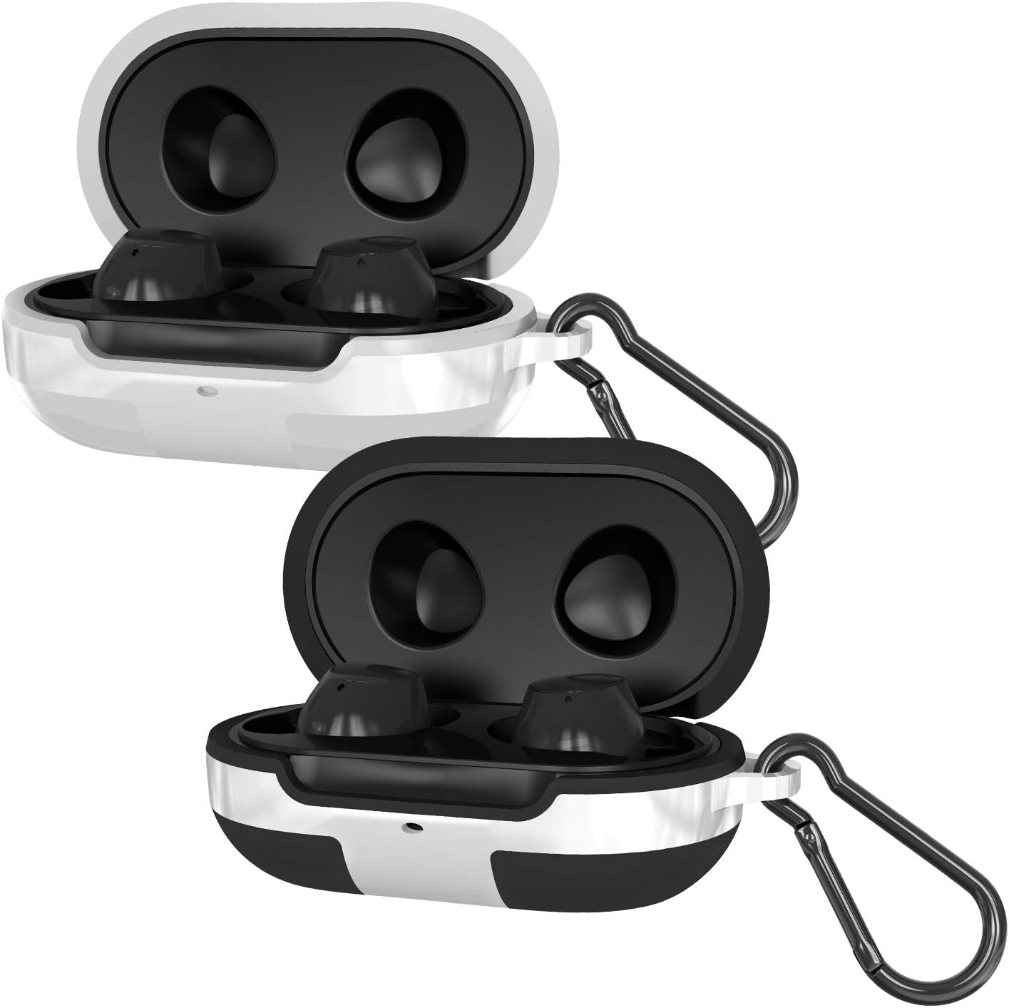 2 Packs Silicone Cover for Galaxy Buds Case/Galaxy Buds + plus Case,With Carabiner Full Body Protections Skin Accessories Compatible Samsung Galaxy Buds plus (Black and Mint Green) meiyasy Black and white