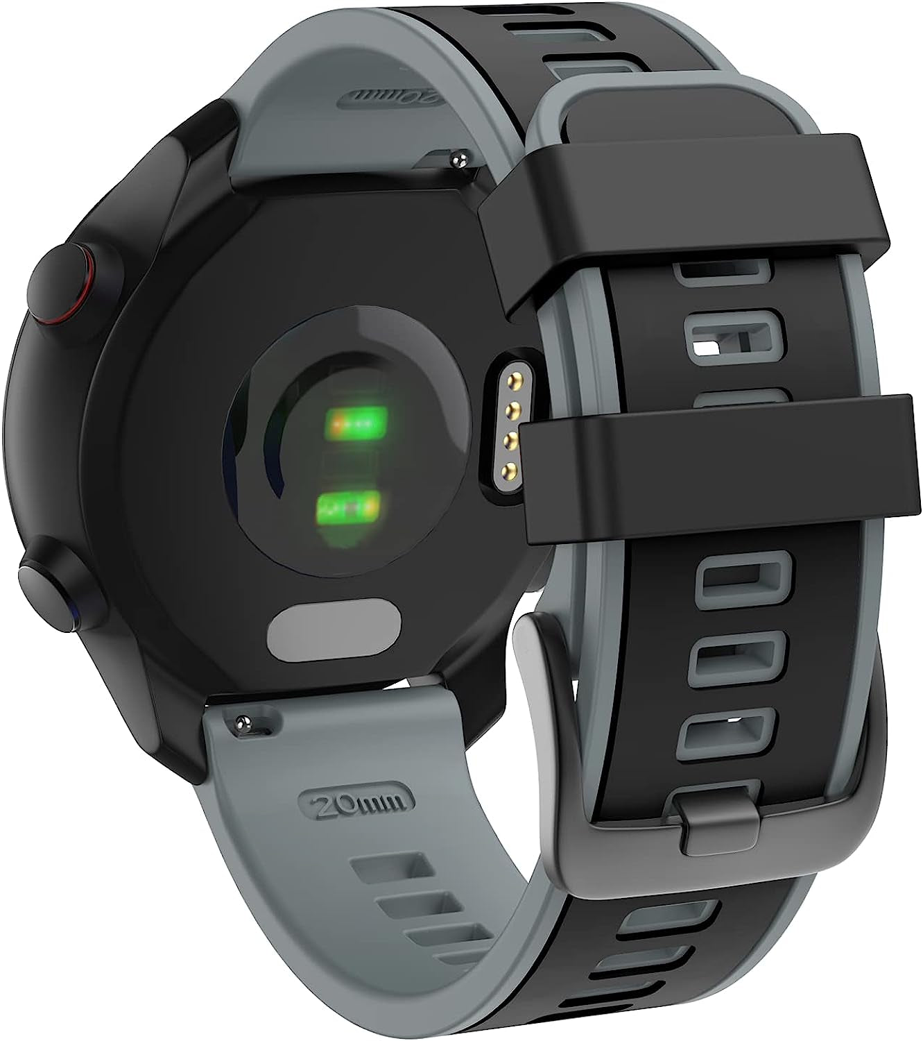 ISABAKE Band for Garmin Vivoactive 3, 20Mm Quick Release Soft Silicone Replacement Band Compatible with Garmin Forerunner 645/Garmin Venu,Samsung Galaxy Watch 3 42Mm / Galaxy Active 2/Gear Sport Isabake Black Grey 20MM