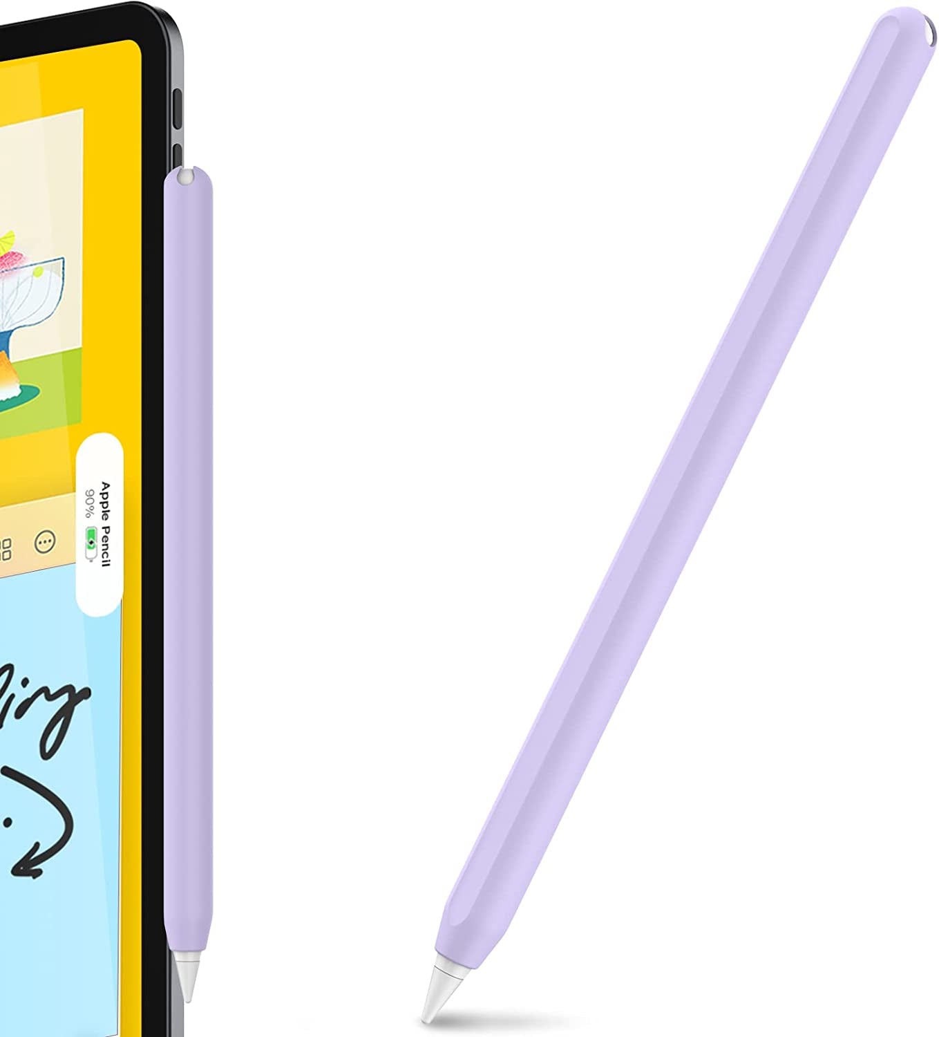 Ahastyle Ultra Thin Case Silicone Skin Cover Compatible with Apple Pencil 2Nd Generation, Ipad Pro 11 12.9 Inch-2 Pack (Light Blue & Pink) AHASTYLE Lavender