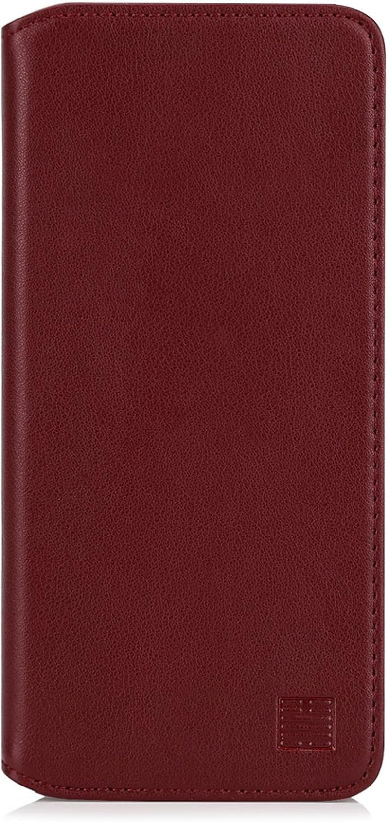 32Nd Classic Series 2.0 - Real Leather Book Wallet Case Cover for Google Pixel 4A 5G, Real Leather Design with Card Slot, Magnetic Closure and Built in Stand - Black 32nd Burgundy