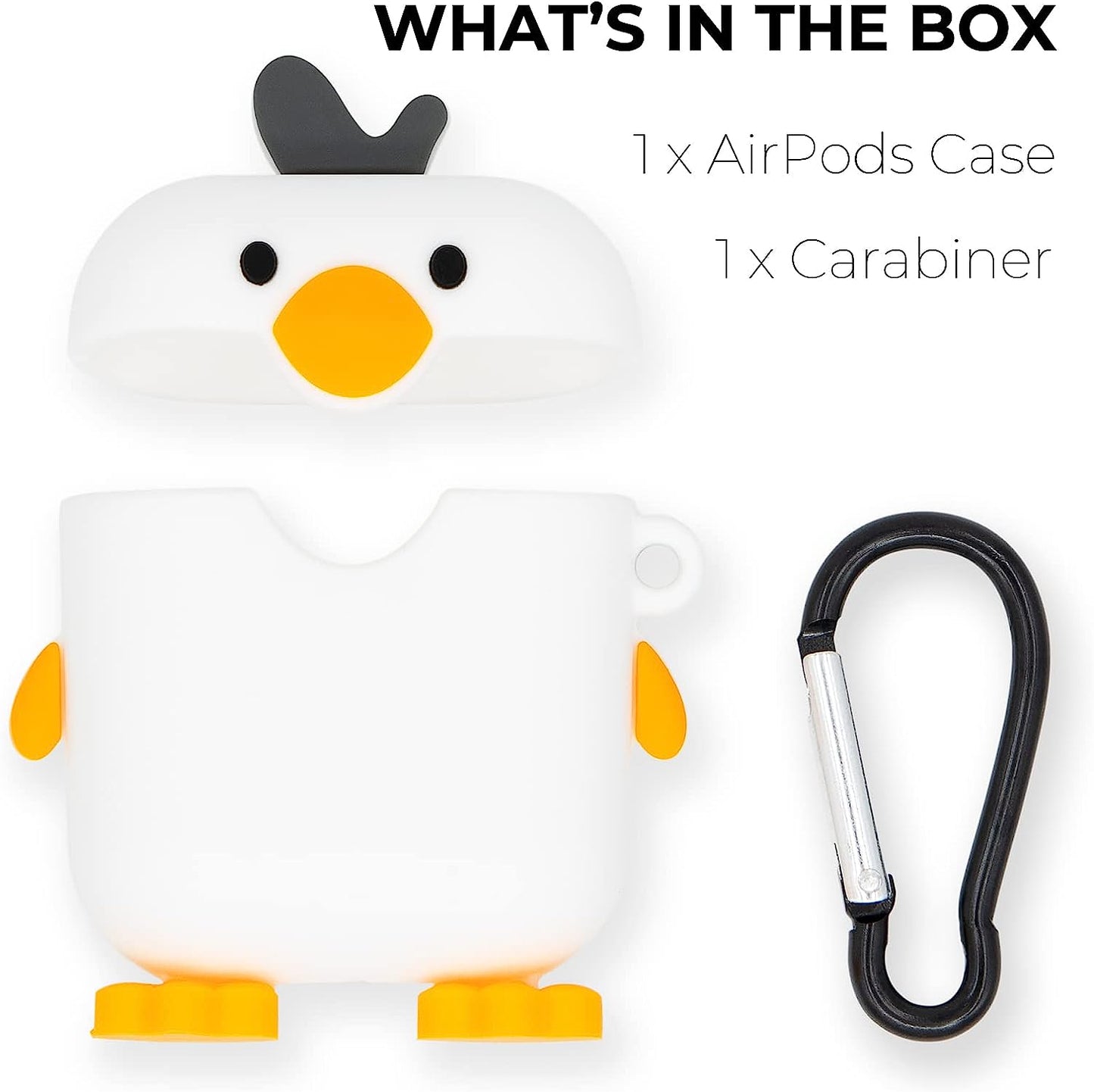 YONOCOSTA Cute Airpods Case, Airpods 2 Case, Chick Funny 3D Cartoon Animals Case, Soft Silicone Shockproof Charging Cover with Carabiner for Airpods 1St Generation, Airpods 2Nd Generation YONOCOSTA Inc