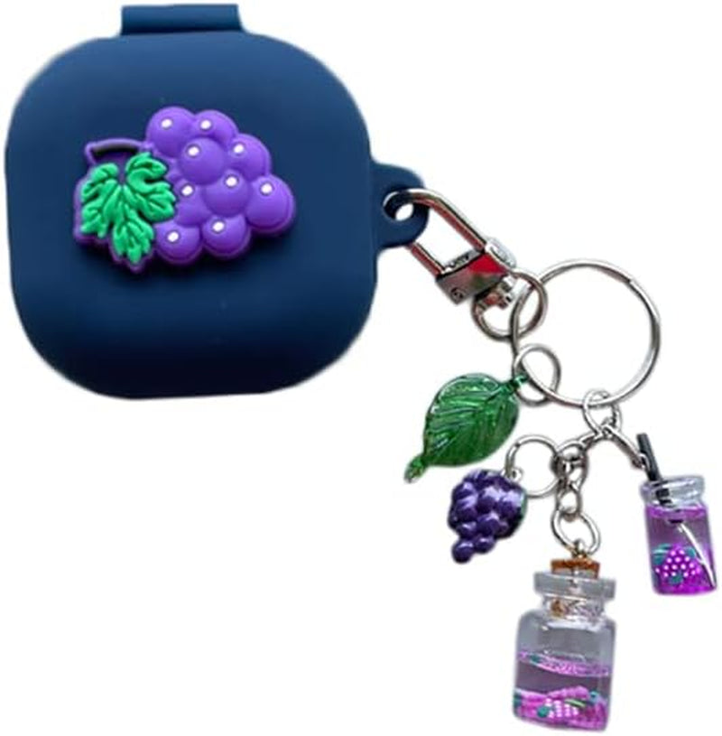 3D Fruit Headphones Case Compatible with Samsung Galaxy Buds Live(2020) Silicone Case with Lovely Accesories Kids Teens Girls Women Funny Kawaii Cover for Galaxy Buds Pro(2021) (Red Cherries) SINQERISHT Blue Grapes