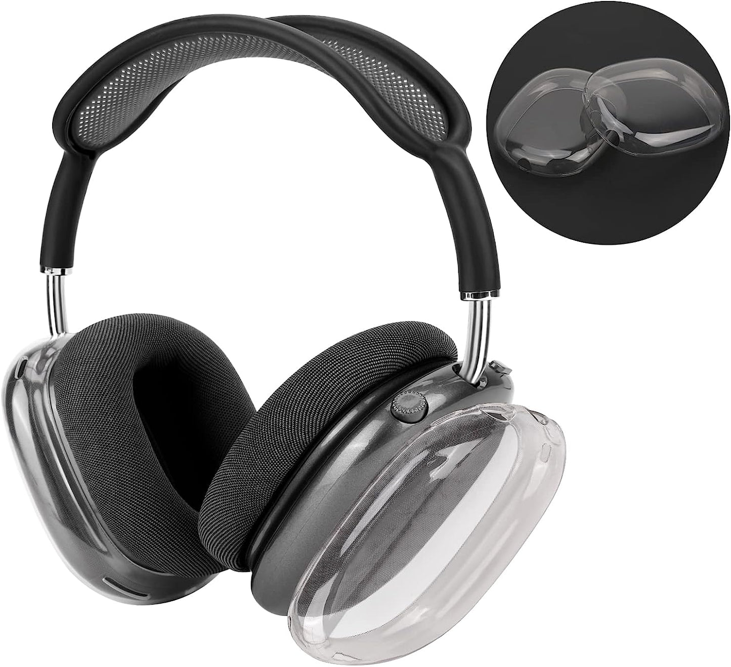 OOTSR Clear Case Cover for Airpods Max, Soft TPU Clear Anti-Scratch Protective Cover for Airpod Max,Transparent Accessories Skin Protector for Airpods Max Headphones(Pink) OOTSR Clear Black