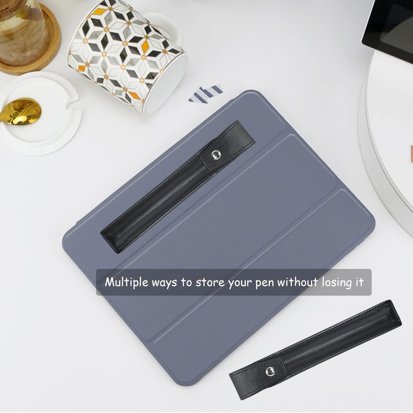 YINVA Pencil Holder Case Compatible with Apple Pencil 2Nd Generation and 1St, PU Pencil Cover Accessories Designed for Ipad Case and Stylus Pen (Black) YINVA