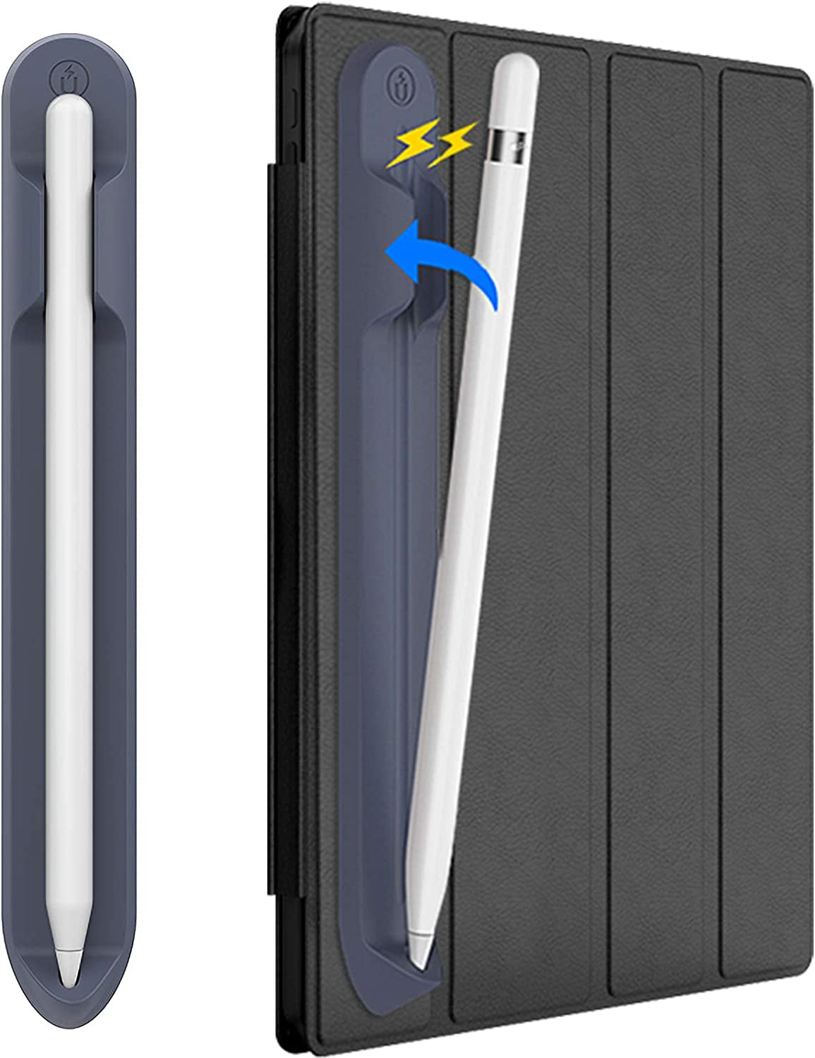 Doormoon Pencil Holder for Apple Ipad 2020 (8Th Gen) 2019 2018/ Ipad Air/ 9.7 / Pro 9.7"/ Pro 10.5"/12.9"/Pro 12.9/, Magnetic Silicone Apple Pencil 1St 2Nd Gen Leather Pocket Sleeve (Black) Doormoon Blue