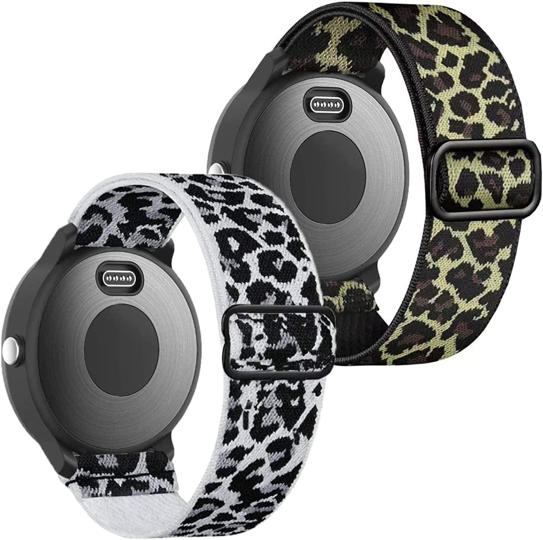 GARTOO Elastic Bands for Garmin Venu/Sq/Sq 2/Forerunner 245/645 Music Watch Bands, 20Mm Nylon Sport Wristband for Garmin Vivomove Hr/Sport,Vivoactive 3 Men Women (Black+Gray) GARTOO Black Leopard + White Leopard