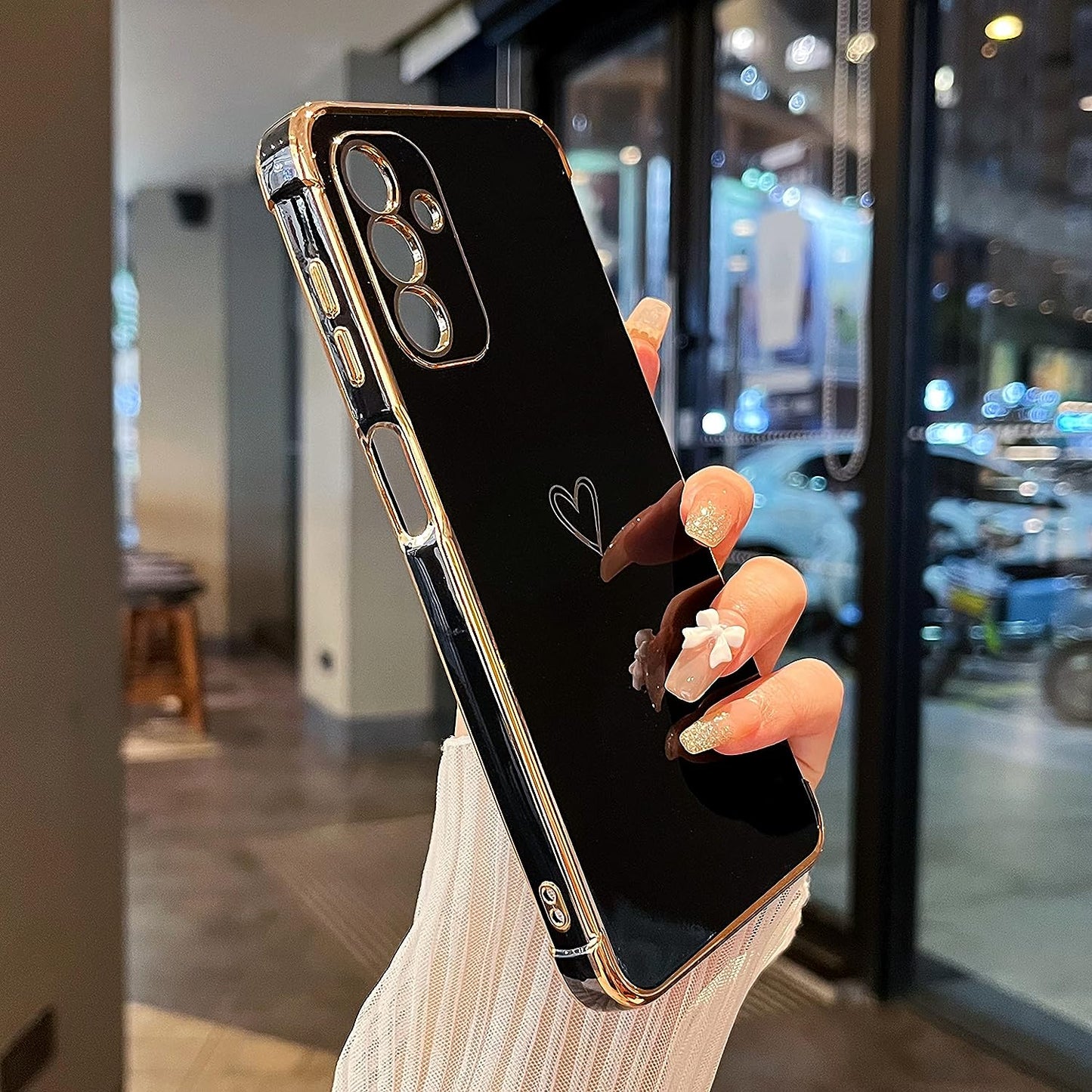 ZTOFERA Samsung Galaxy A14 5G Case,Cute Plating Edge Love Hearts Pattern with Camera Lens Protection Phone Cover for Galaxy A14 6.6",Purple ZTOFERA Black