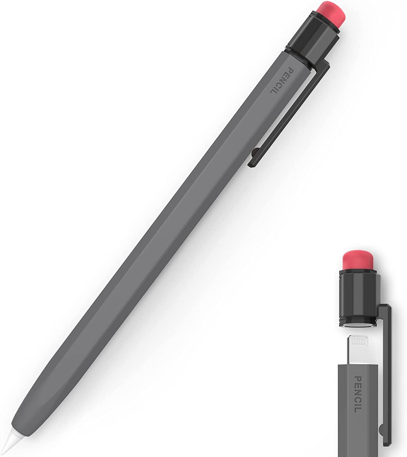 TRONWIN Ipencil Case for Apple Pencil 1St Generation Sleeve Silicone Protective Cover Perfect Grip Skin Classic Design with Sturdy Clip Compatible with Apple Pencil 1St Generation (Yellow) TRONWIN Deep Gray