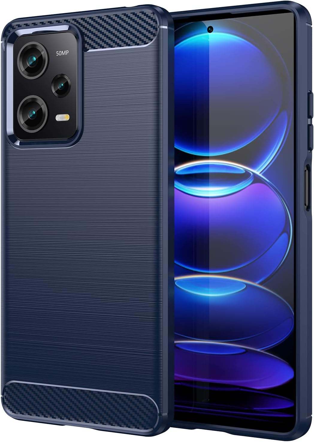 Case for Redmi Note 12 Pro,Xiaomi Poco X5 Pro Case,Tpu Carbon Fiber Soft Silicone Bumpers Protective Cover Anti-Scratch Shockproof Phone Case for Redmi Note 12 Pro 5G/Xiaomi Poco X5 Pro (Lasi Black) Aikukiki Lasi Blue