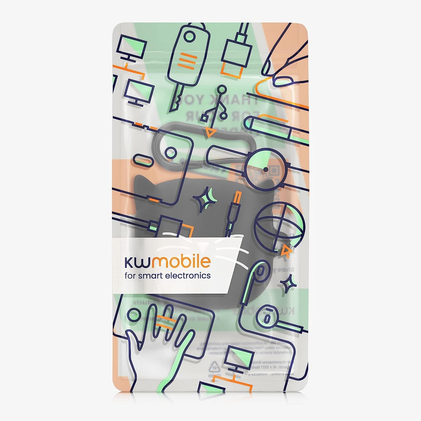 Kwmobile Silicone Case Compatible with Samsung Galaxy Buds 2 Pro/Buds 2 / Buds Live - Case Soft Cover - Cat Black/White KW-Commerce