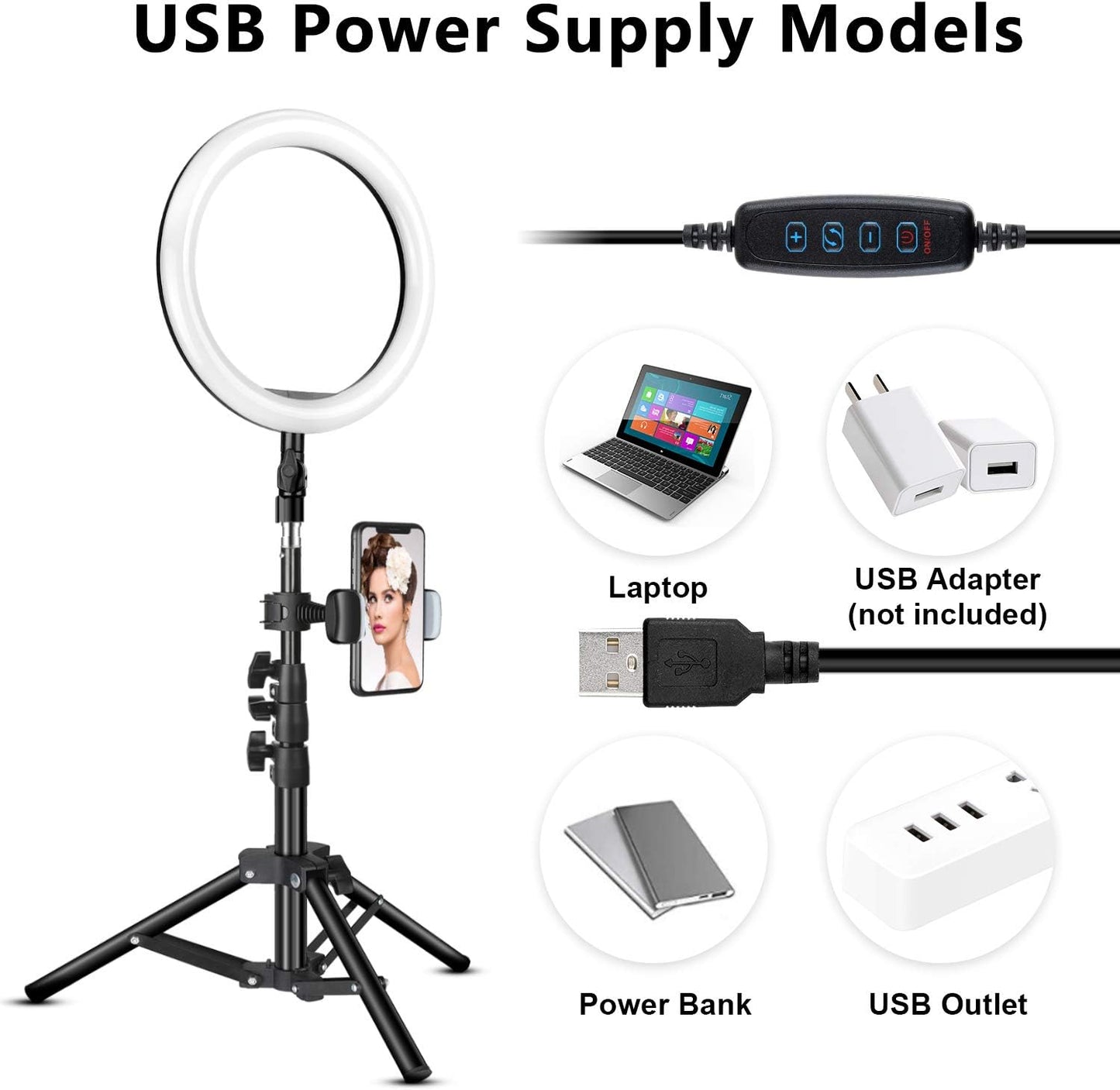 Rovtop 10 Inch Ring Light with Stand Tripod, LED, Phone Holder for Selfie Camera Photography Makeup Video Live Streaming Rovtop