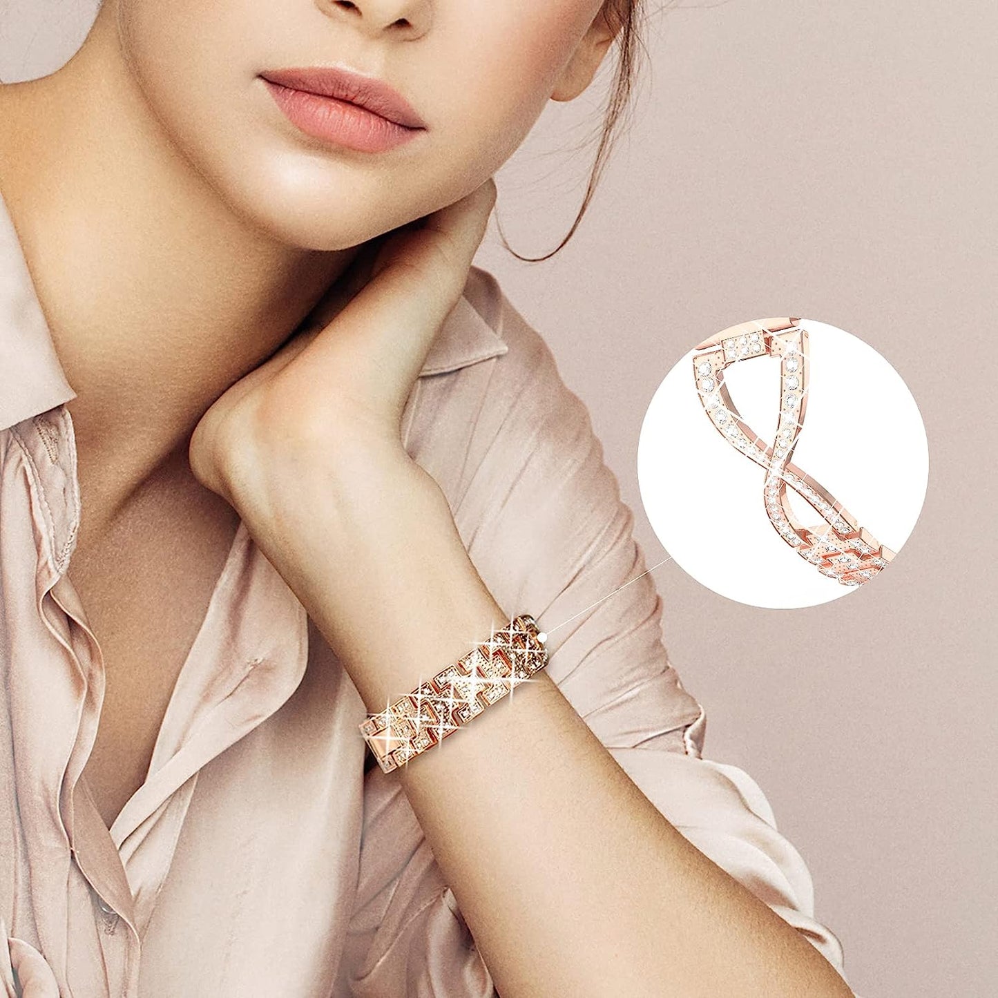 20Mm Bling Band Compatible for Samsung Galaxy Watch 4 40Mm 44Mm, Watch 5 40Mm 44Mm, Galaxy Watch 4 Classic 42Mm 46Mm, Active 2 40Mm 44Mm, Watch 42Mm, Watch 5 Pro, Watch 3 41Mm Rhinestone Band OULRAEFS Adjustable Women Bracelet Wristband Strap OULRAEFS