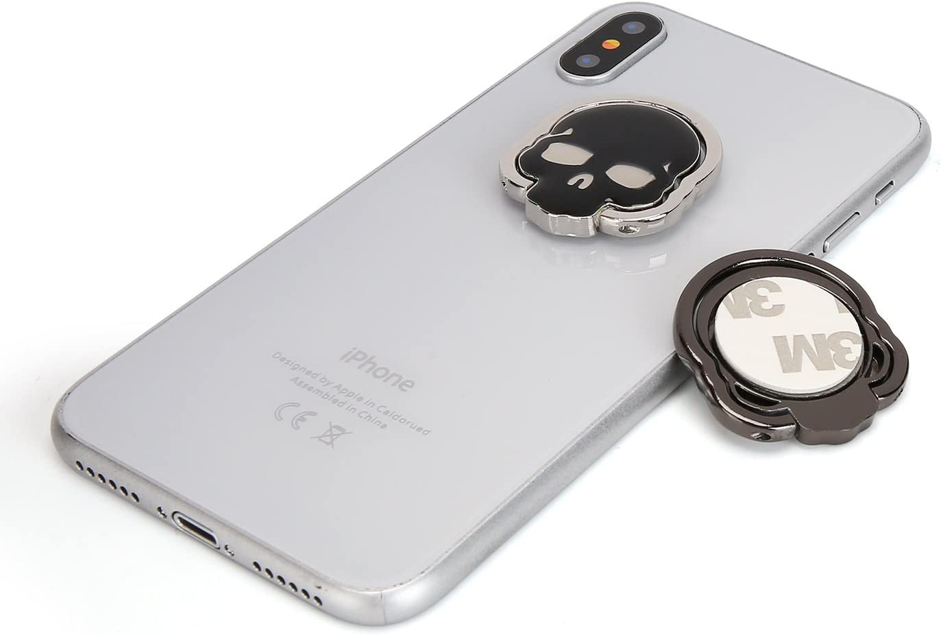 Homedge Cell Phone Skull Ring Grip, Set of 2 Packs 360° Adjustable Finger Ring Holder, Suitable for Magnetic Car Mount Kickstand for Cell Phone-Black and White homEdge