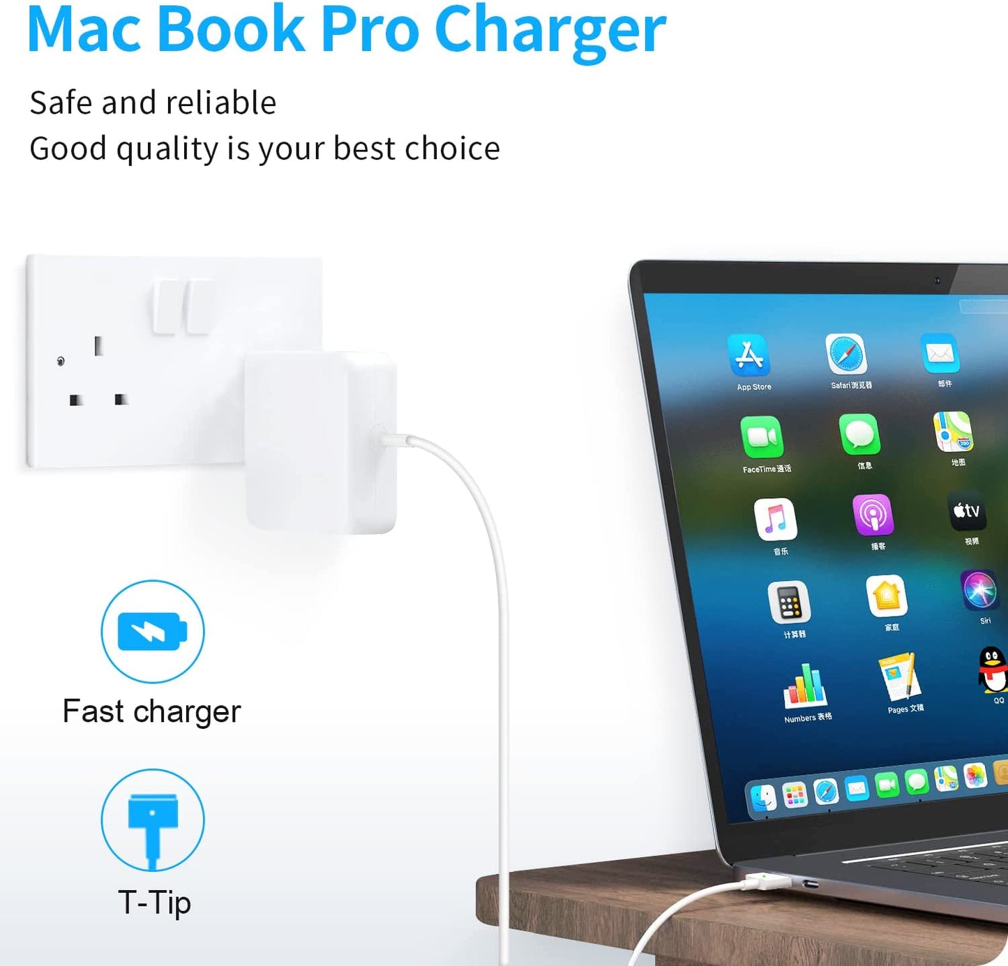 Mac Book Pro Charger - 60W T-Tip Magnetic Charger Power Adapter, Universal Laptop Charger Compatible with Mac Book Air/Mac Book Pro 13-Inch Retina Display(After 2012) E-POWIND