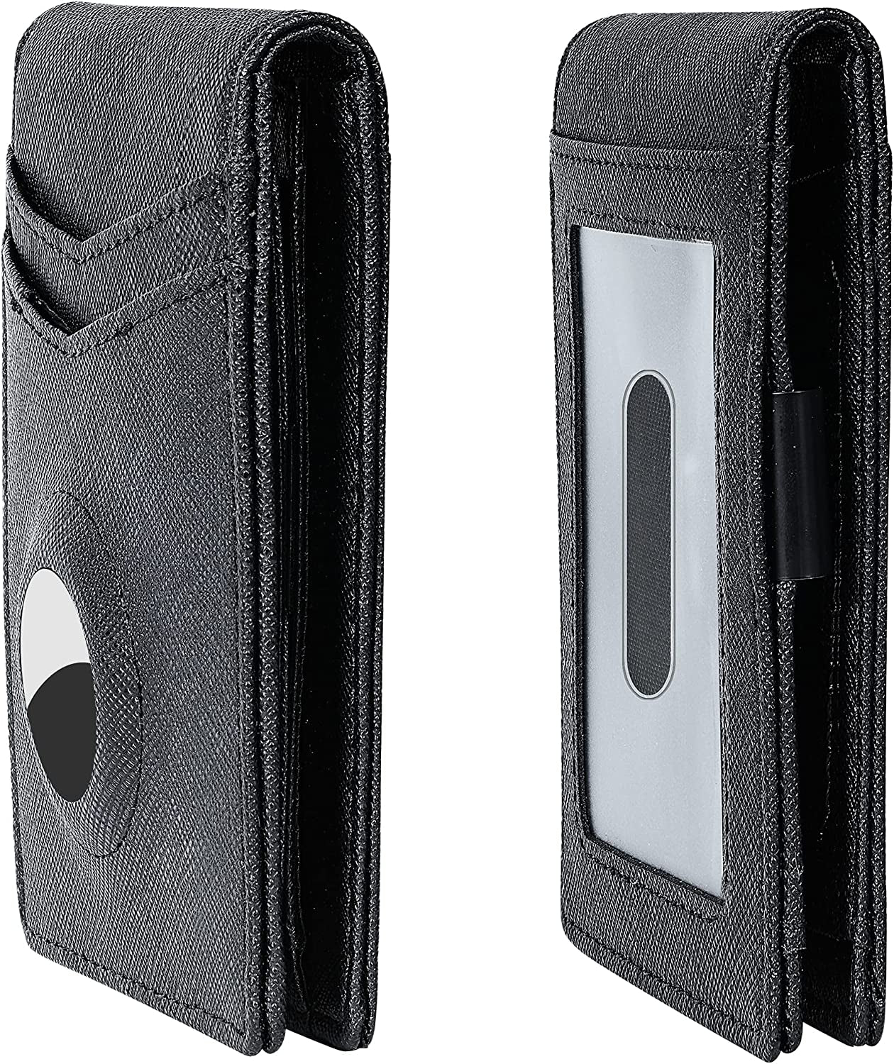 Hawanik Mens Slim Bifold Wallet with Integrated Case Holder for Airtag Hawanik Black-crosshatch