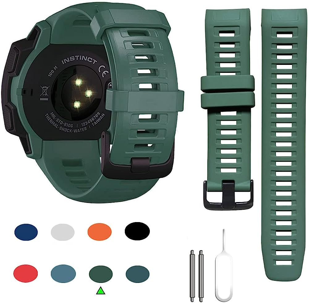 Replacement Band Compatible with Garmin Instinct, Smartwatch Accessory Wrist Soft Silicone Band Strap for Garmin Instinct 2 / Instinct Esports/Solar/Tide/Tactical Threeeggs Army Green