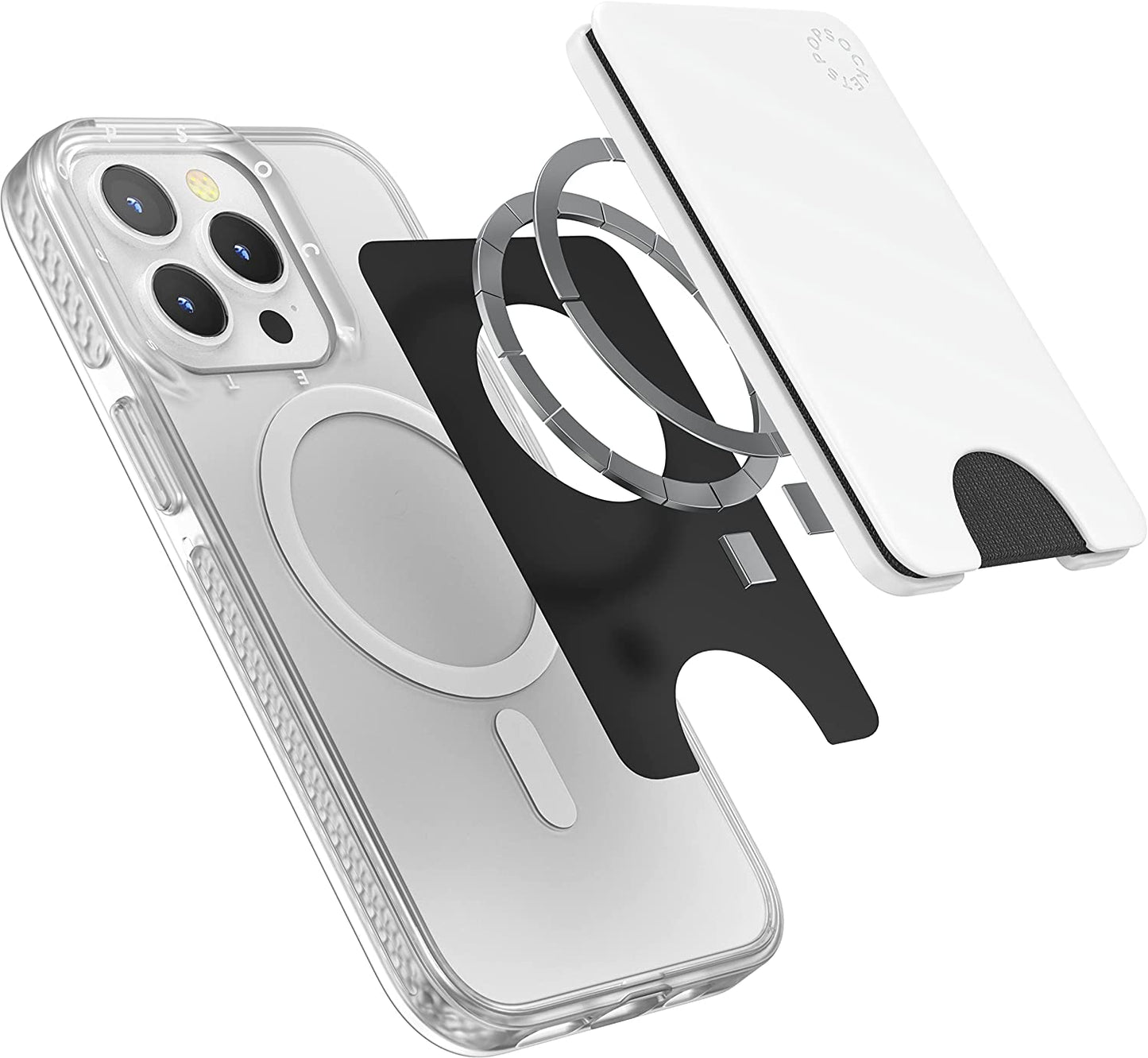 Popsockets Phone Wallet, Phone Card Holder, Wireless Charging Compatible, Wallet for Magsafe - White PopSockets