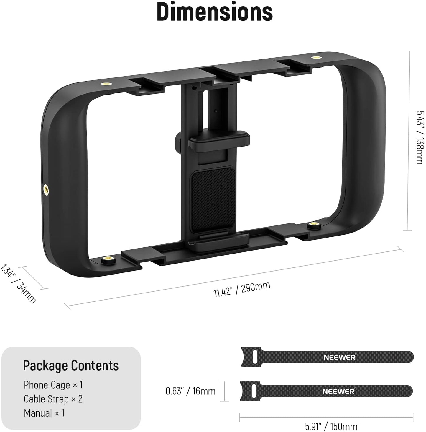 NEEWER Smartphone Video Rig, Phone Video Stabilizer Grip Vlogging Cage with Cold Shoe Tripod Mount, Phone Rig for Videomaker Film Maker Video Grapher Compatible with Iphone Samsung and More, A104 NEEWER