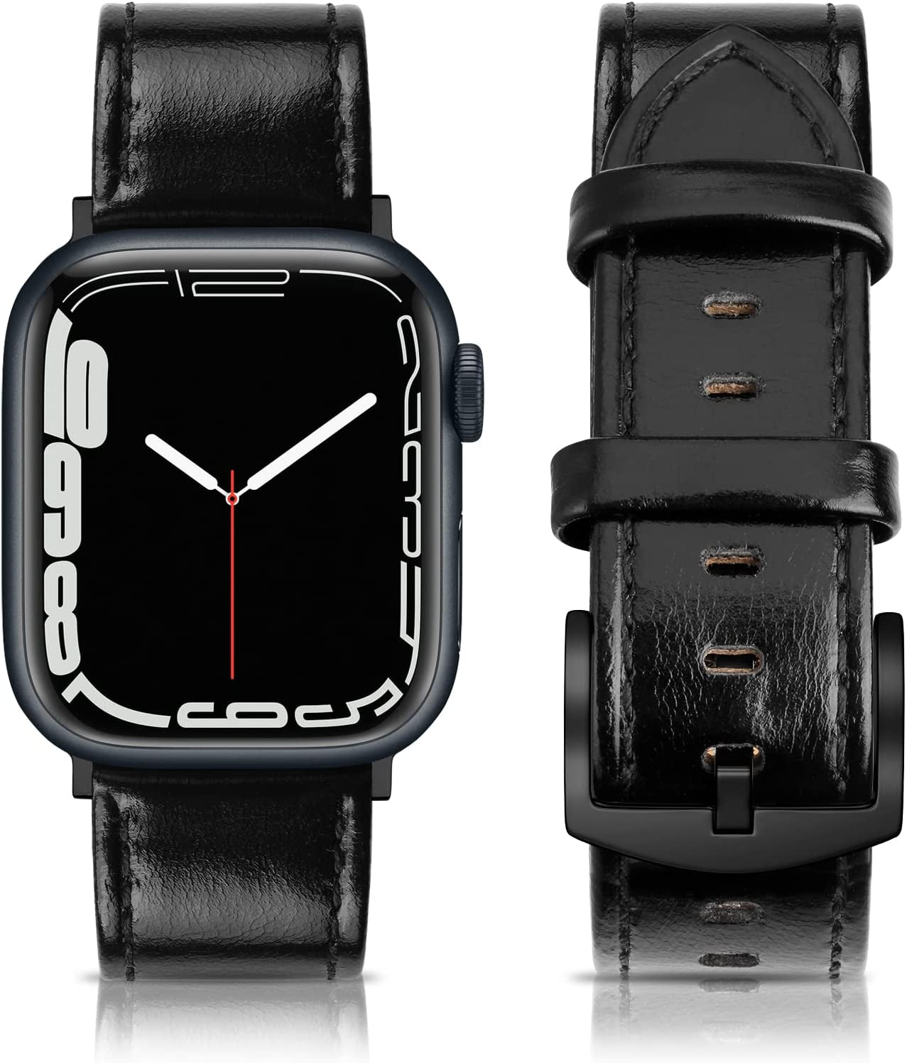 EDIMENS Leather Bands Compatible with Apple Watch 45Mm 42Mm 44Mm Band Men Women, Vintage Genuine Leather Wristband Replacement Band Compatible for Apple Watch Iwatch Series 8 7 6 5 4 3 2 1, SE Sports Retro Walnut EDIMENS Vintage Black