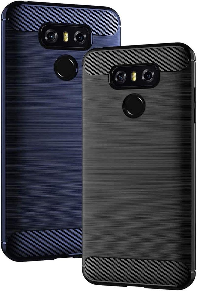 Asuwish Compatible with LG G6 Case and Tempered Glass Screen Protector Cover Cell Accessories Silicone Protective Phone Cases for LGG6 Thinq LG6 Thin Q G 6 plus G6+ 6G VS988 H872 Carbon Fiber Blue NSS
