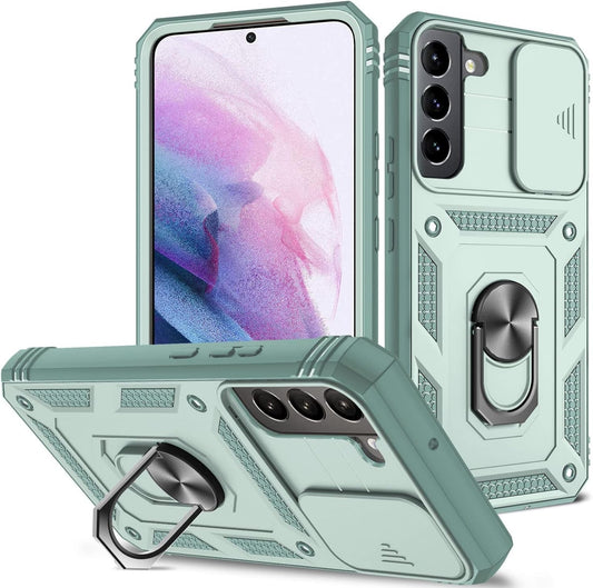 Case for Galaxy S22 Plus, Camera Cover Phone Case with Rotation Ring Stand for Samsung Galaxy S22 plus - Green