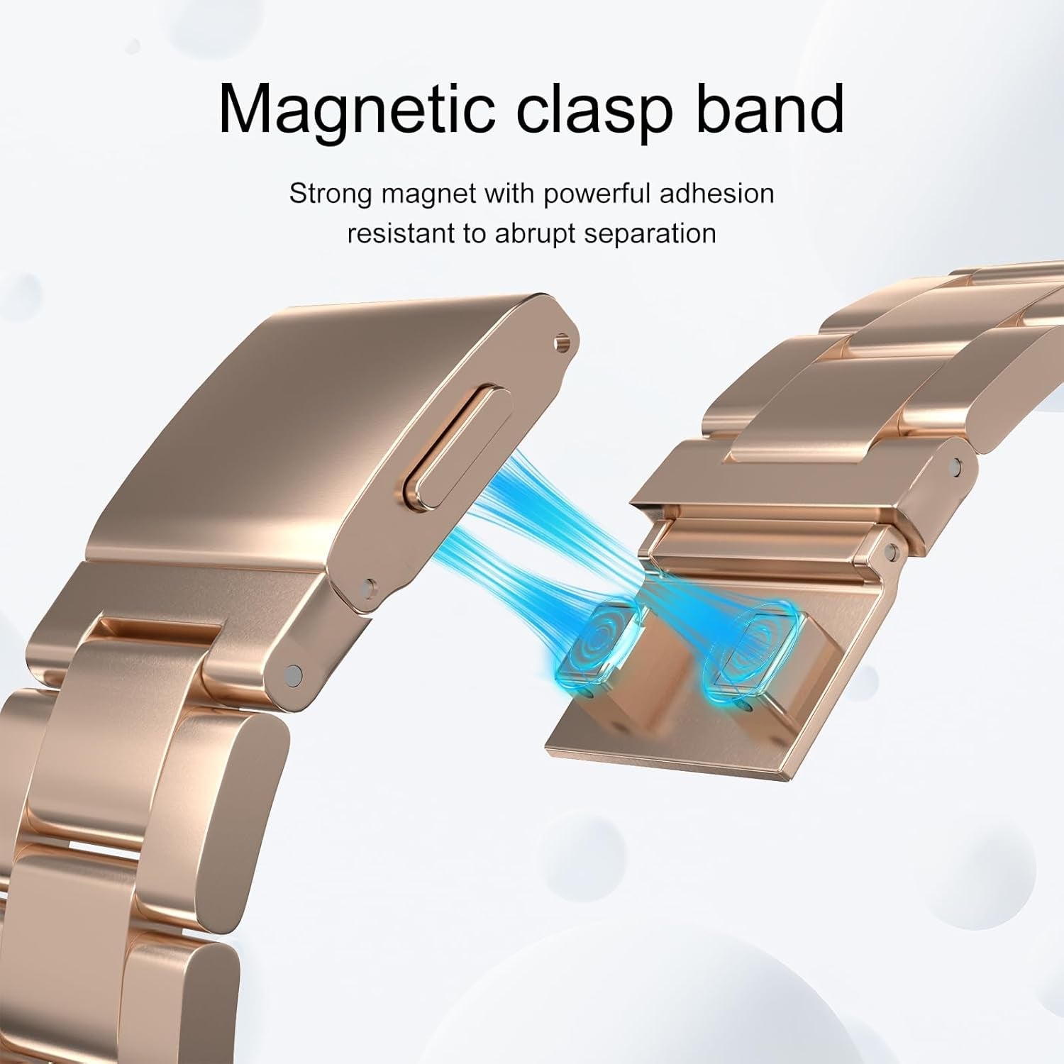 Finestone Metal Band for Apple Watch - No Tool Needed Apple Watch Stainless Steel Band Compatible with Apple Watch 41Mm 40Mm 38Mm - Magnetic Clasp Strap for Iwatch Series 9/8/7/6/5/4/3/2/1 SE Rose Gold
