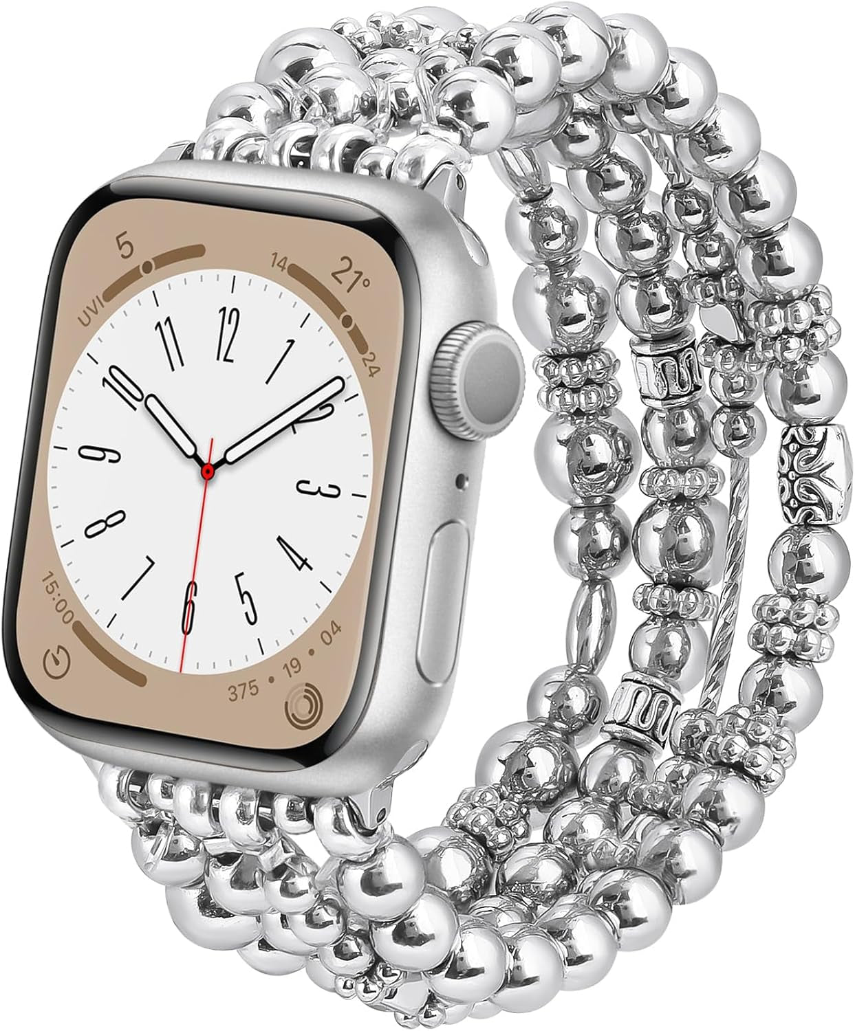 Beaded Bracelet Compatible for Apple Watch Band 40Mm/38Mm/41Mm 42Mm/44Mm/45Mm Series 9 8 7 SE Series 6/5/4Women,Fashion Elastic Beads Stretch Strap Replacement for Iwatch Bands Series 3/2/1